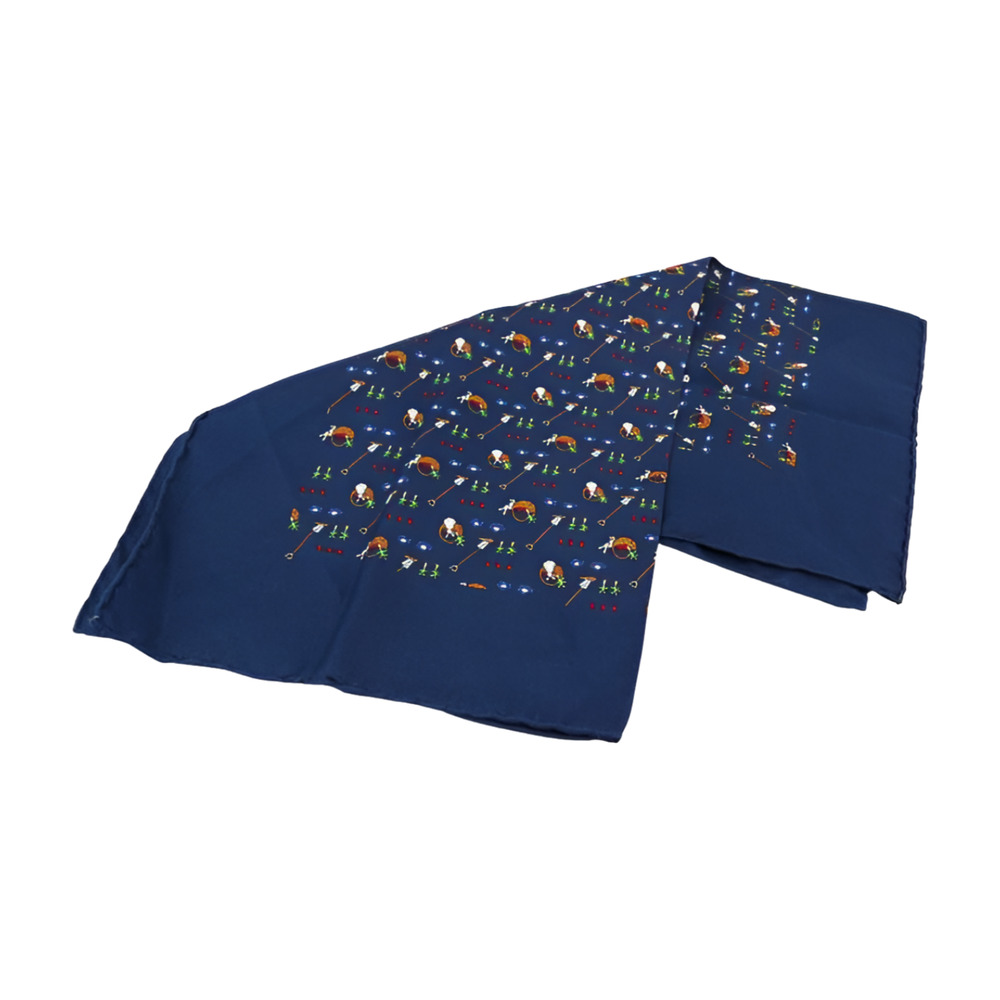 6495 - Hermes Lapins Rabbits Silk Scarf - Navy - Picture 3 of 3